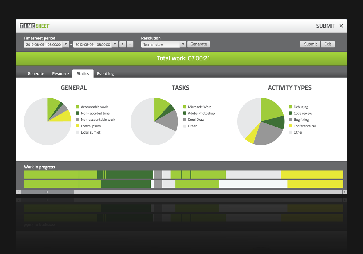 Timesheet user interface