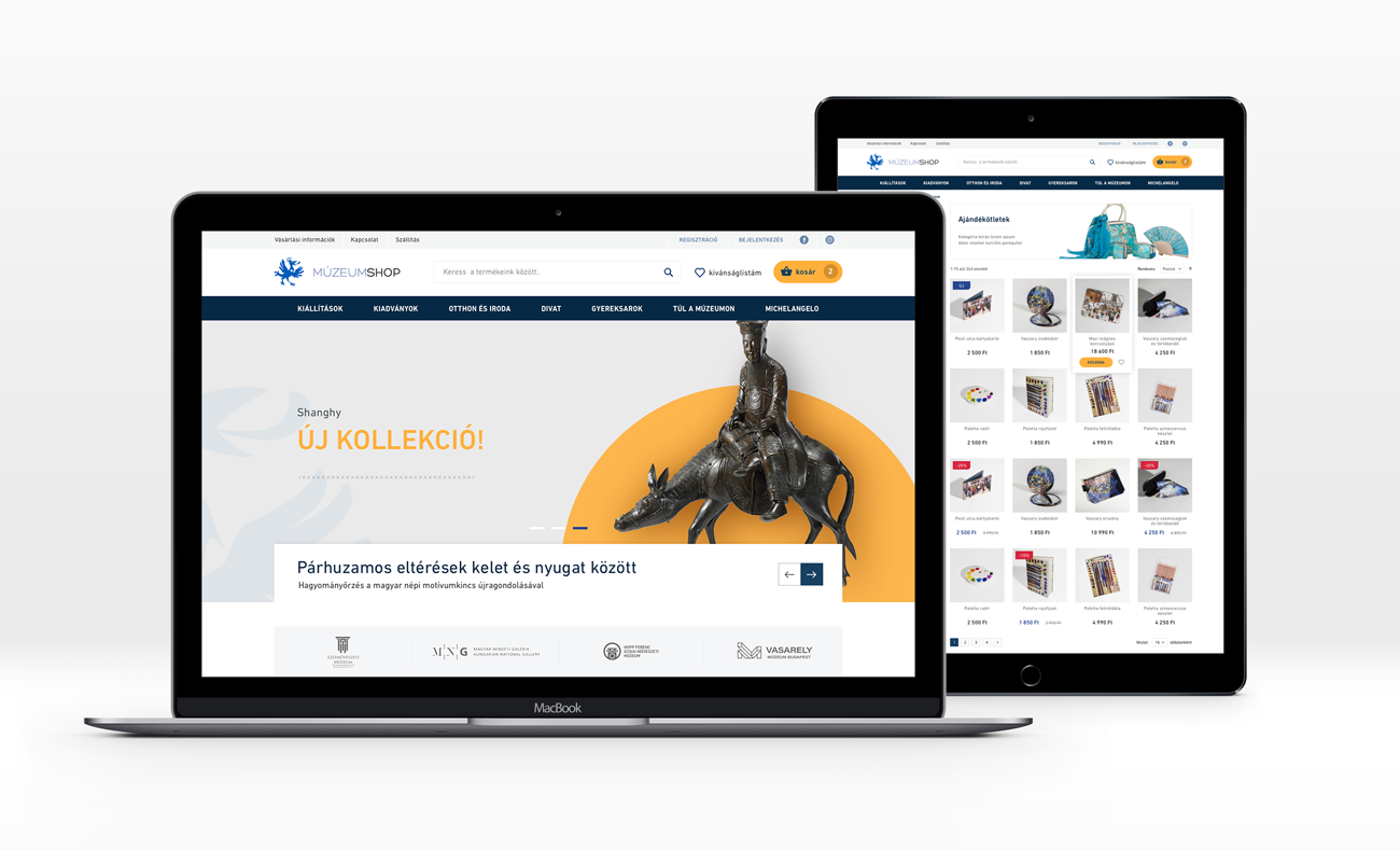 Múzeumshop webáruház fejlesztés