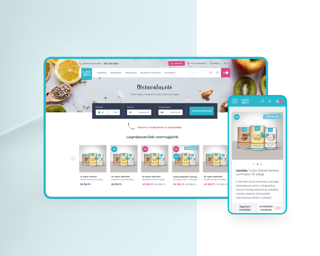 Turbó Diéta UX /UI tervezés
