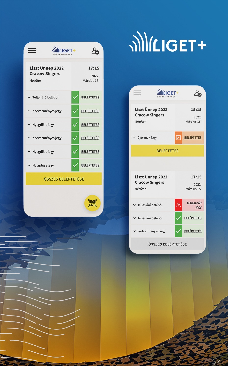 Liget+ check-in alkalmazás